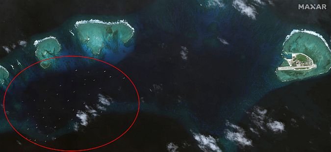 Chinese ships near Sabina Shoal in the South China Sea